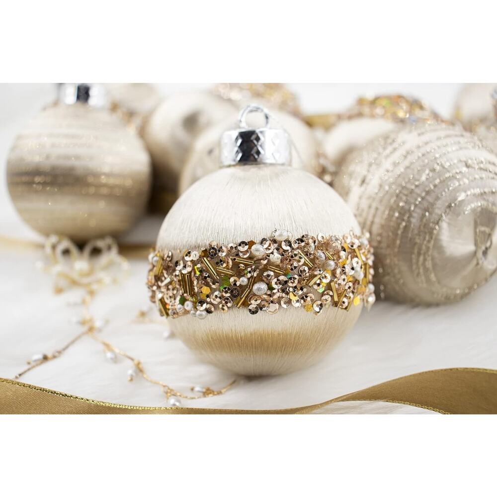 Satin Christmas Balls Ornaments, Silk Christmas Hanging Ball Decorations, 12Pcs - Picture 4 of 8